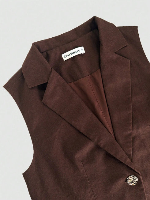 'Marisol' Sleeveless Blazer and Wide Leg Pants Set - Celes Fashion